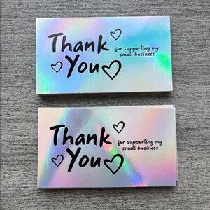 Thank You Cards Silver Holographic Set of 40